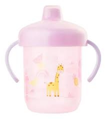 Copo Trein Bico Rigido Calca E Tampa 240Ml Girafa Fem Pimpolho Rosa